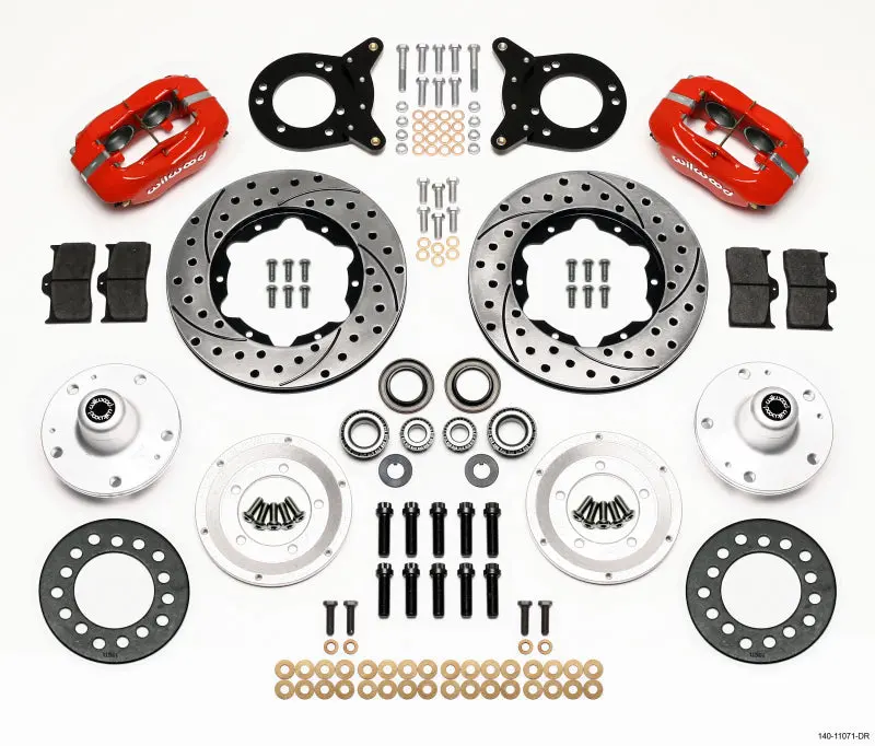 Wilwood Forged Dynalite Front Kit 11.00In Dril Red 1965-1969 Mustang Disc & Drum Spindle 1