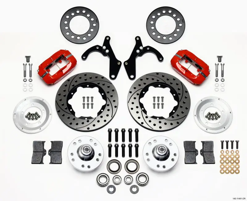 Wilwood Forged Dynalite Front Kit 11.00In Drill Red 55-57 Chevy Bel Air 1