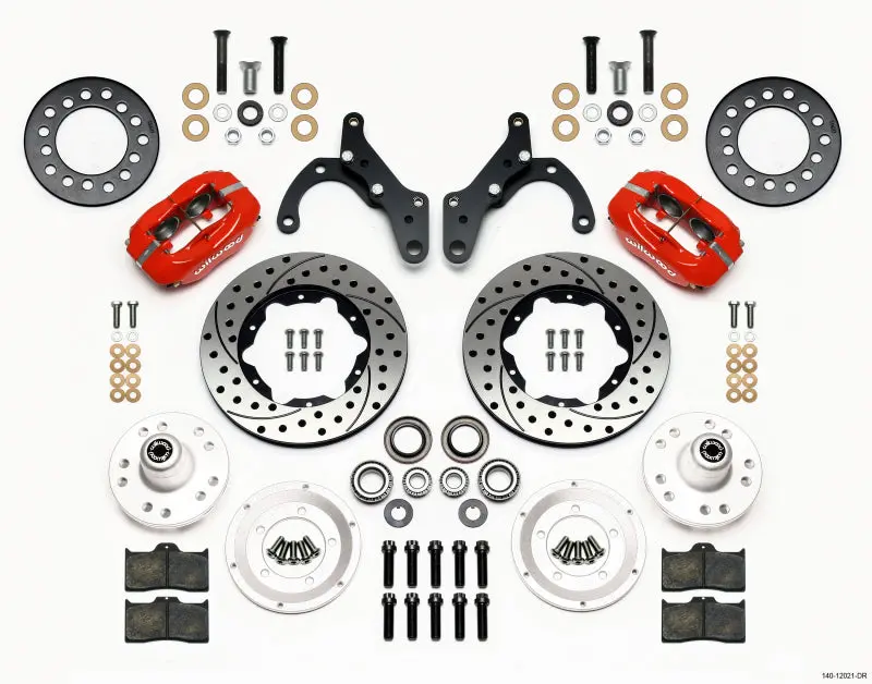 Wilwood Forged Dynalite Front Kit 11.00In Drill Red 65-68 Chevy Impala Drum Spindle 1