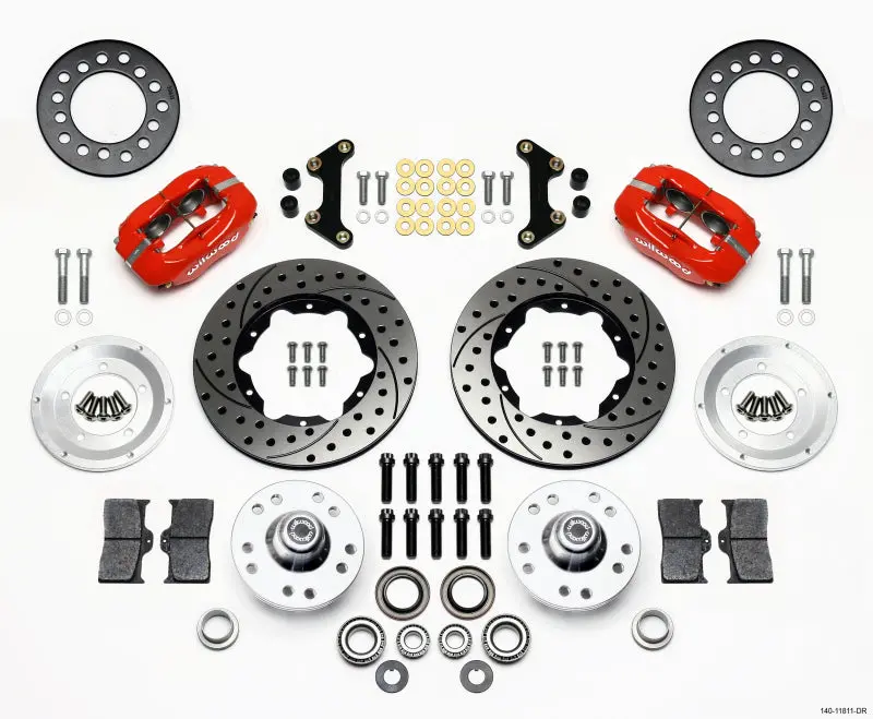 Wilwood Forged Dynalite Front Kit 11.00In Drill-Red For 49-54 Chevy 53-62 Corvette 1