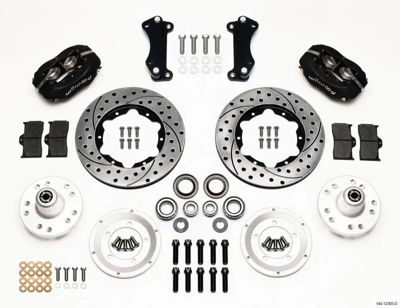 Wilwood Forged Dynalite Front Kit 11.00In Drilled Heidts Tri-5 2 Inch Drop Spindle For 1955-1957 Chevrolet Bel Air 1