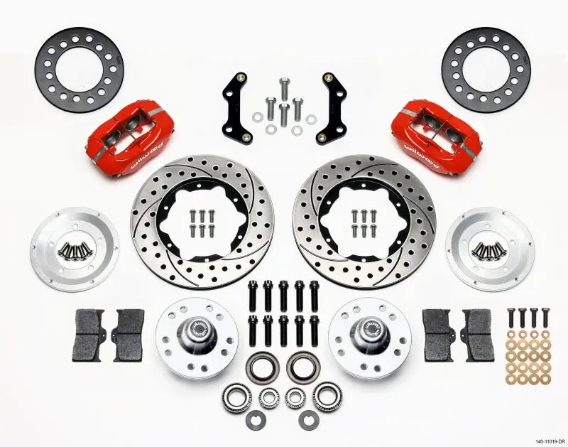 Wilwood Forged Dynalite Front Kit 11.00In Drilled Red For 73-80 Chrysler Dodge Plymouth A B E & F Body Vehicles 1