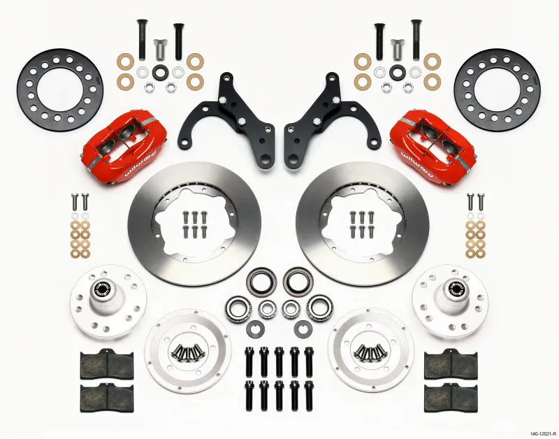 Wilwood Forged Dynalite Front Kit 11.00In Red For 65-68 Chevy Impala Drum Spindle 1