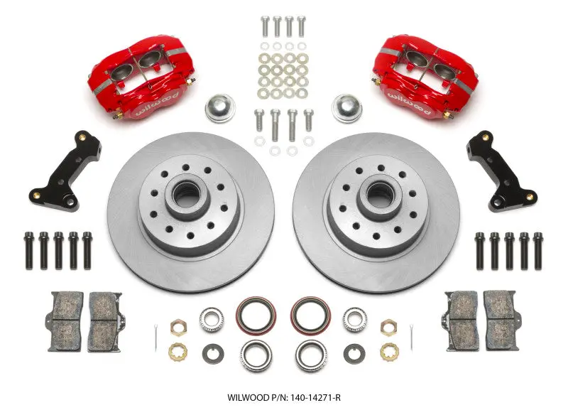 Wilwood Forged Dynalite Front Kit 11.03In Rotor Hub Red - Fits 74-80 Pinto Disc Spindle 1