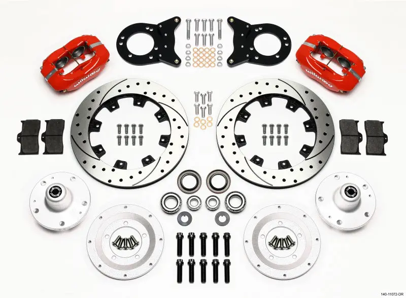 Wilwood Forged Dynalite Front Kit 12.19In Drill Red For 1965-1969 Mustang Disc & Drum Spindle 1
