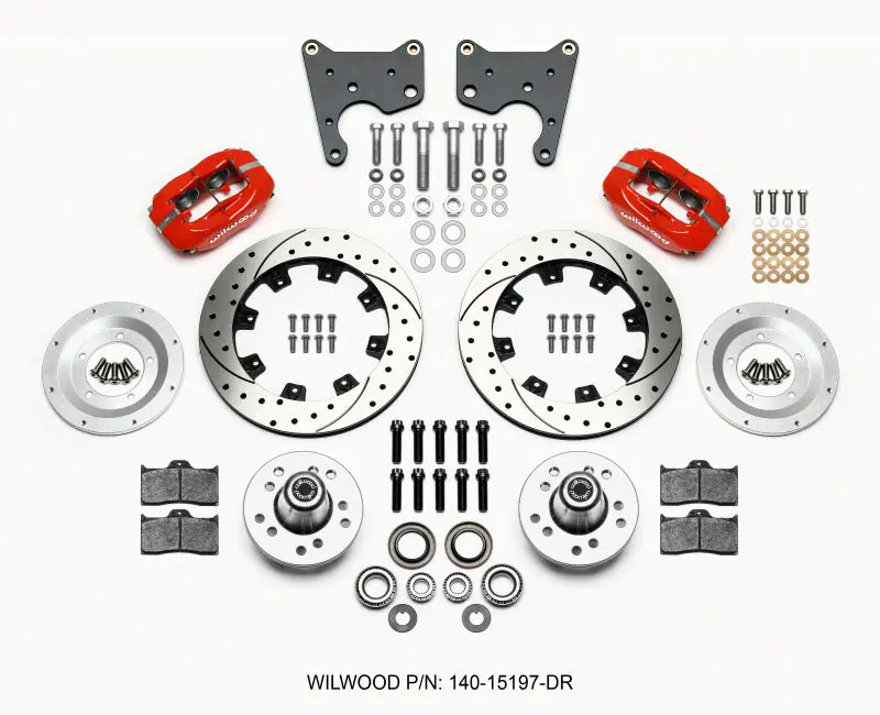 Wilwood Forged Dynalite Front Kit 12.19In Drill Red For 65-72 Chrysler Dodge Plymouth C Body Drum Brakes 1