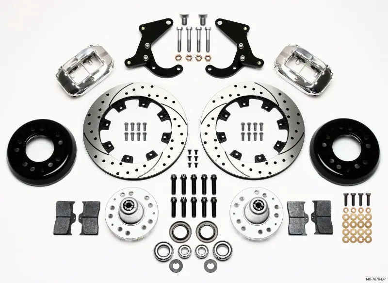 Wilwood Forged Dynalite Front Kit 12.19In Drilled Polished 1955-57 Chevy Bel Air 1