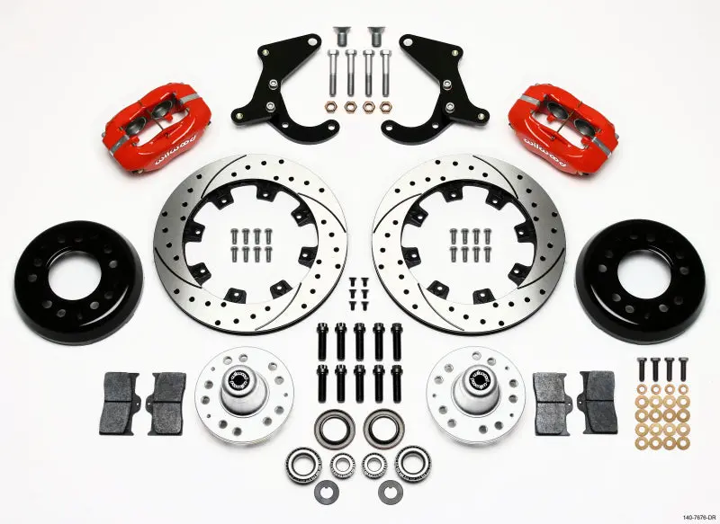Wilwood Forged Dynalite Front Kit 12.19In Drilled Red 55-57 Chevy Bel Air 1