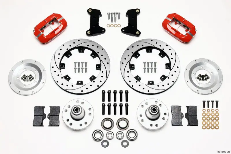 Wilwood Forged Dynalite Front Kit 12.19In Drilled Red 74-80 Pinto Mustang Ii Disc Spindle 1