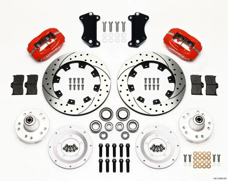Wilwood Forged Dynalite Front Kit 12.19In Drilled Red For 1955-1957 Chevrolet Bel Air 1