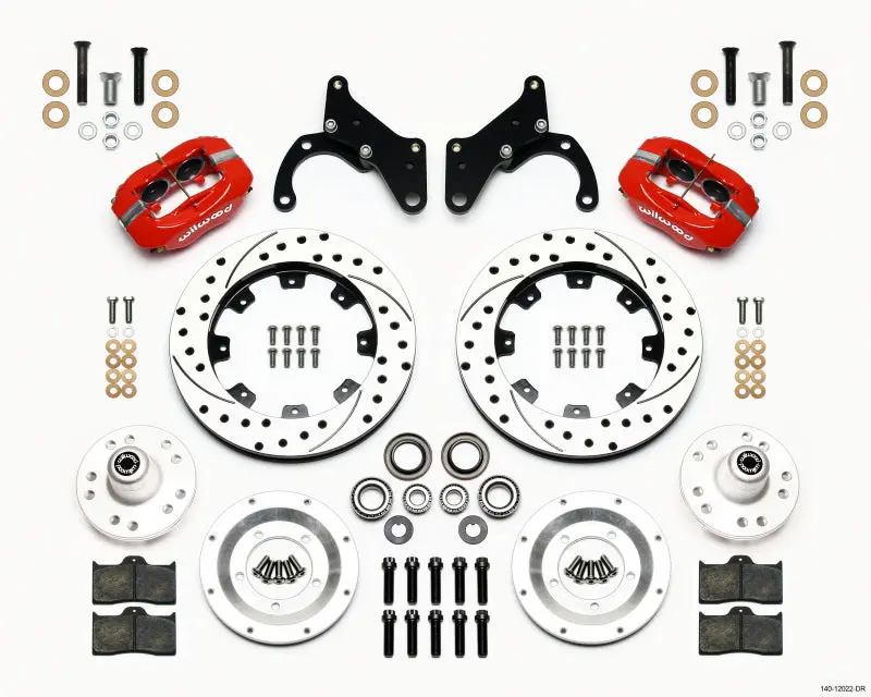 Wilwood Forged Dynalite Front Kit 12.19In Drilled Red For 65-68 Chevy Impala Drum Spindle 1