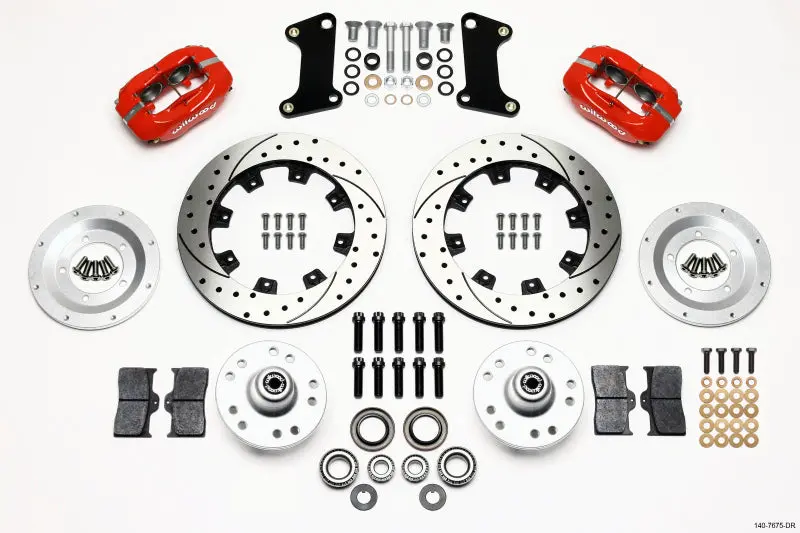 Wilwood Forged Dynalite Front Kit 12.19In Drilled Red For 67-69 Camaro 64-72 Nova Chevelle 1