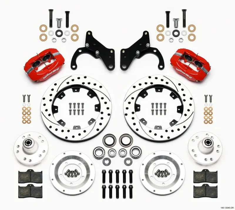 Wilwood Forged Dynalite Front Kit 12.19In Drilled Red For 69-70 Impala And 69-82 Vette 1