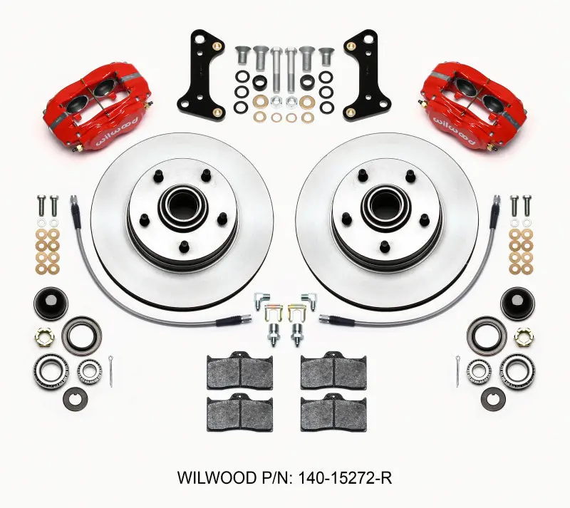 Wilwood Forged Dynalite-M Front Kit 11.00In Rotor Hub Red 67-69 Camaro 64-72 Nova Chevelle 1