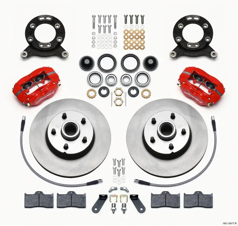 Wilwood Forged Dynalite-M Front Kit 11.30In Red Rotor Hub For 1970-1973 Mustang Disc Drum Spindle 1