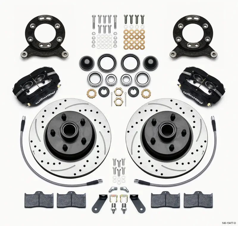Wilwood Forged Dynalite-M Front Kit 11.30In Rotor & Hub For 70-73 Mustang Disc & Drum Spindle 1