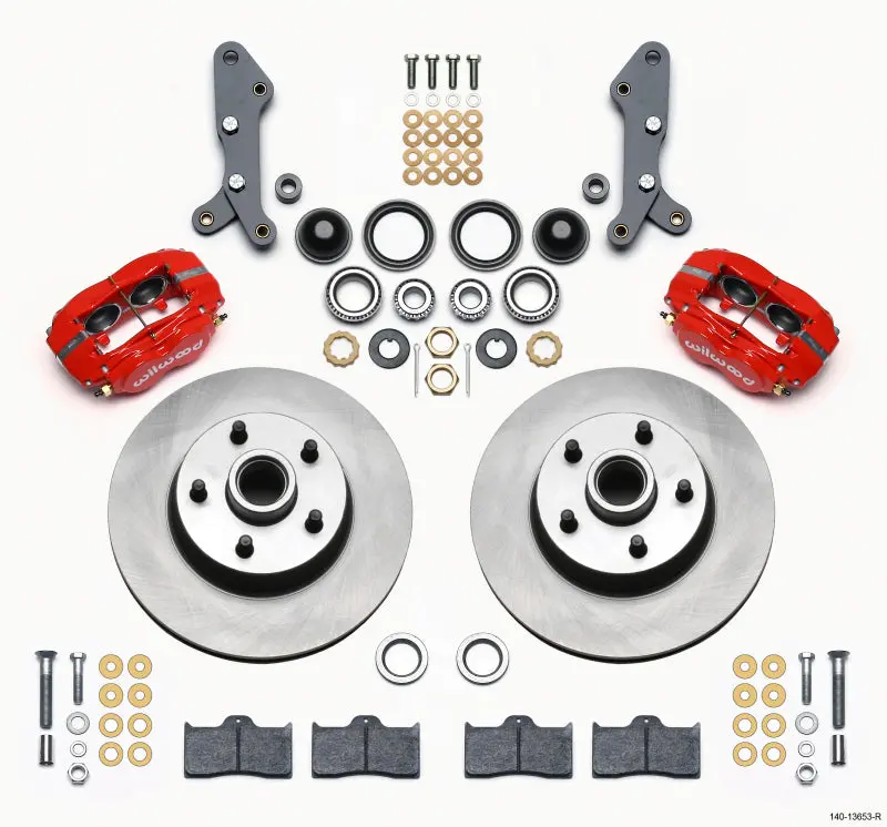 Wilwood Forged Dynalite-M Front Kit 11.30In Rotor Hub Red 60-68 Ford Mercury Full Size 1