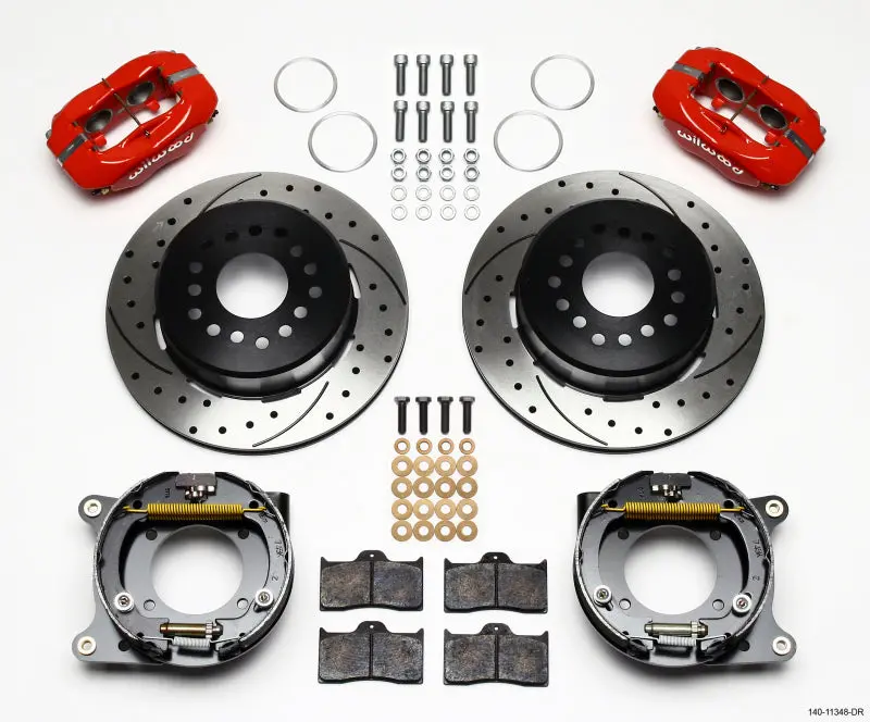 Wilwood Forged Dynalite P/S Park Brake Kit Drill-Red 55-57 Chevy 2.34In Offset For 1955-1957 Chevrolet Bel Air 1