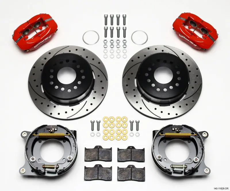 Wilwood Forged Dynalite P/S Park Brake Kit Drill-Red For Impala 1959-1964 And Corvette 1957-1962 1