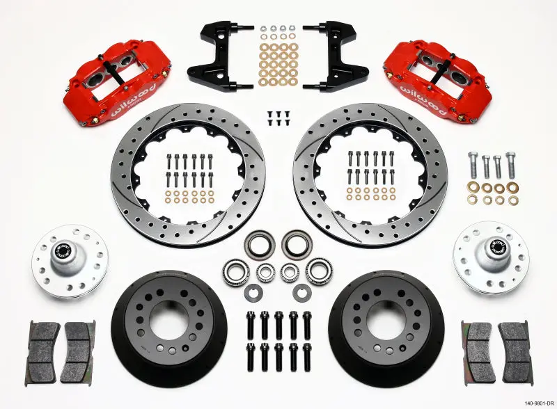 Wilwood Front Hub Kit With 12.88In Red Drill - Narrow Superlite 6R - 74-80 Pinto/Mustang Ii 1