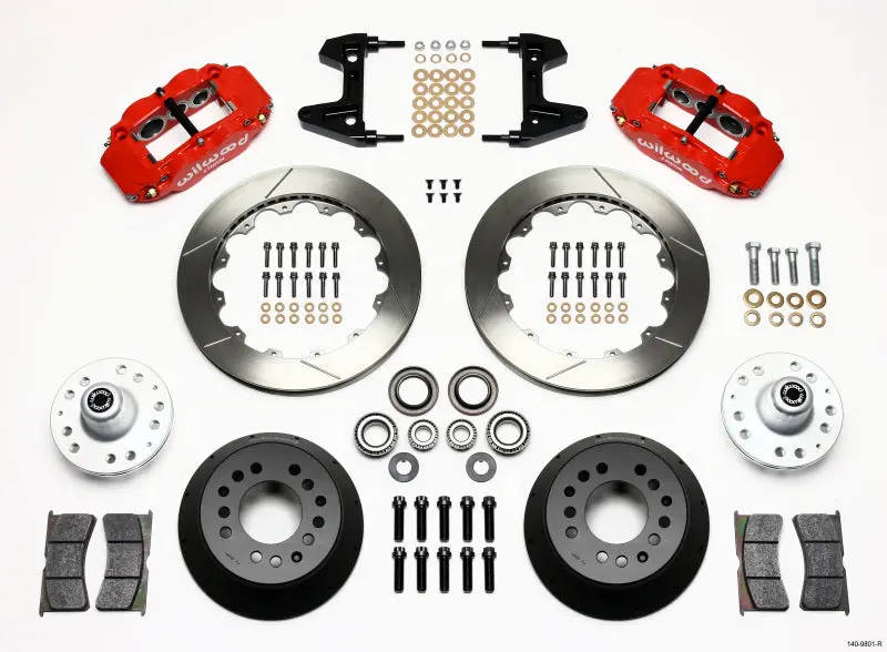Wilwood Front Hub Kit With Narrow Superlite 6R 12.88In Red - 74-80 Pinto/Mustang Ii Spindle 1