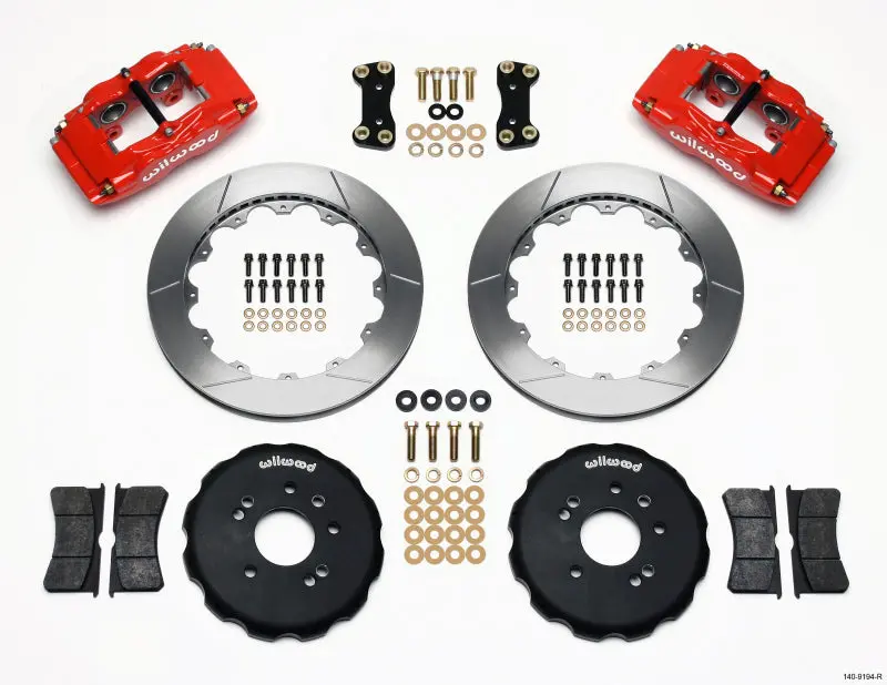 Wilwood Fsli4 Front Hat Kit 13.00In Drilled Red Nissan 240Sx 1989-1998 1