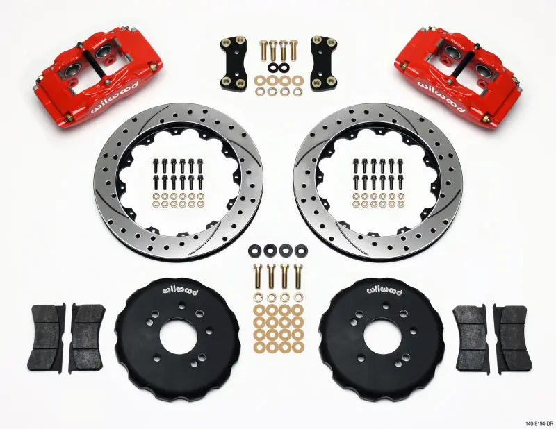 Wilwood Fsli4 Front Hat Kit 13In Drilled Red Nissan 240Sx 1991-1998 1