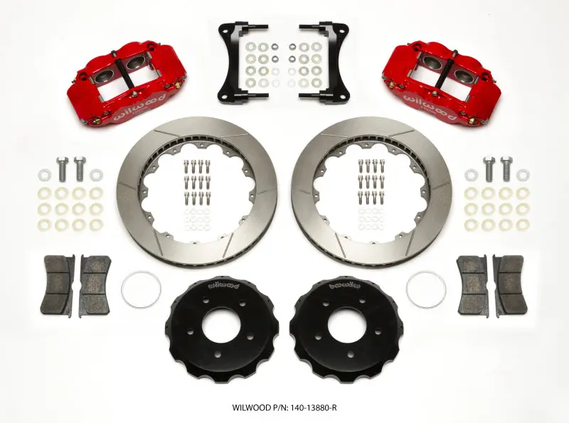 Wilwood Narrow Superlite 4R Front Hat Kit 12.88In Red For 2007-Up Jeep Wrangler 1