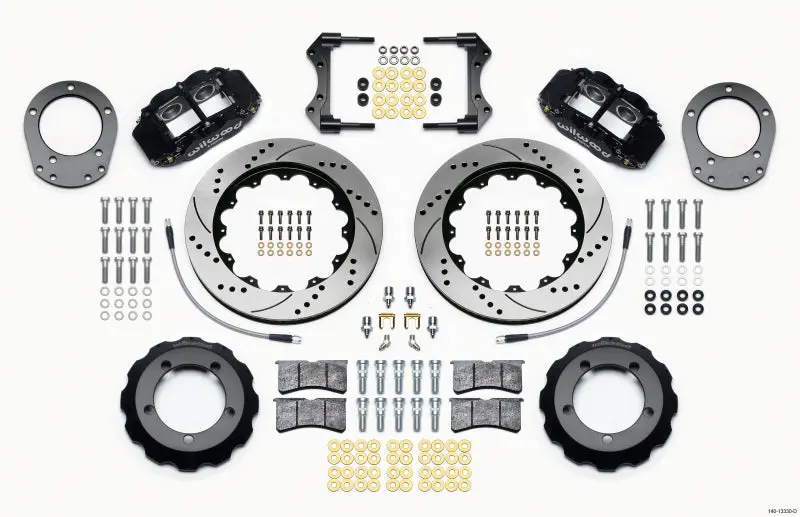 Wilwood Narrow Superlite 4R Front Hat Kit 14.00In Drilled 76-77 Ford Bronco Dana 44 With Lines 1