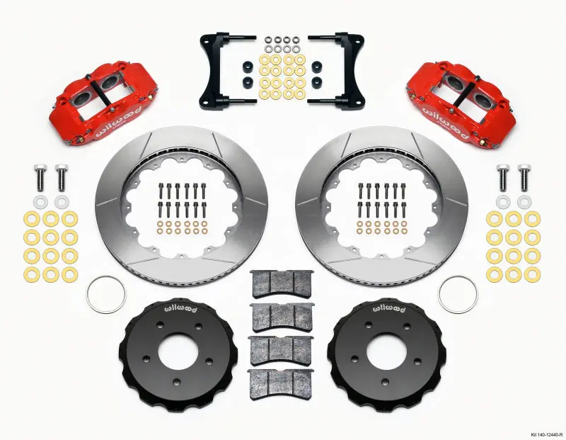 Wilwood Narrow Superlite 4R Front Hat Kit 14.00In Red For 2007-Up Jeep Wrangler 1