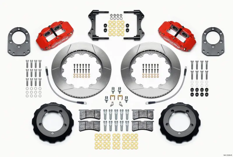 Wilwood Narrow Superlite 4R Front Hat Kit 14.00In Red For 66-75 Ford Bronco Dana 30/44 With Lines 1