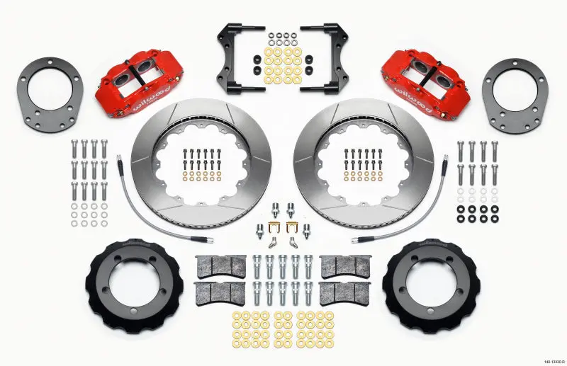 Wilwood Narrow Superlite 4R Front Hat Kit 14.00In Red For 76-77 Ford Bronco Dana 44 With Lines 1