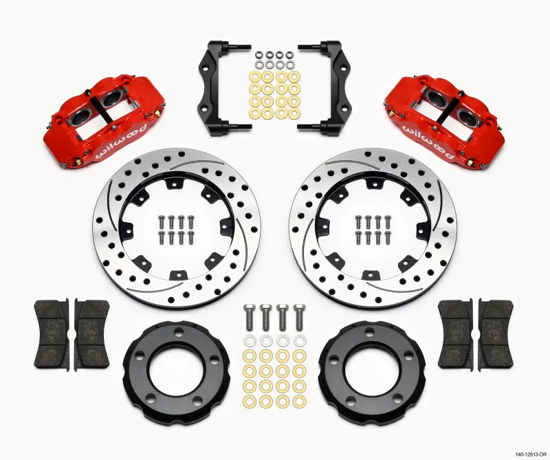 Wilwood Narrow Superlite 4R Front Kit 12.19In Drilled Red For 82-86 Jeep Cj 1