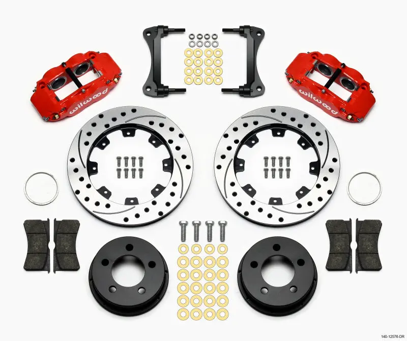 Wilwood Narrow Superlite 4R Front Kit 12.19In Drilled Red For 87-89 Jeep Yj 1