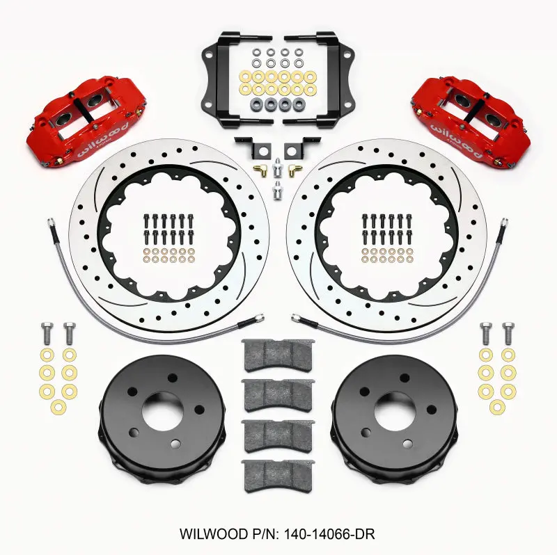 Wilwood Narrow Superlite 4R Rear Brake Kit 14.00In Drilled Red - Jeep Jk 2007-Up 1