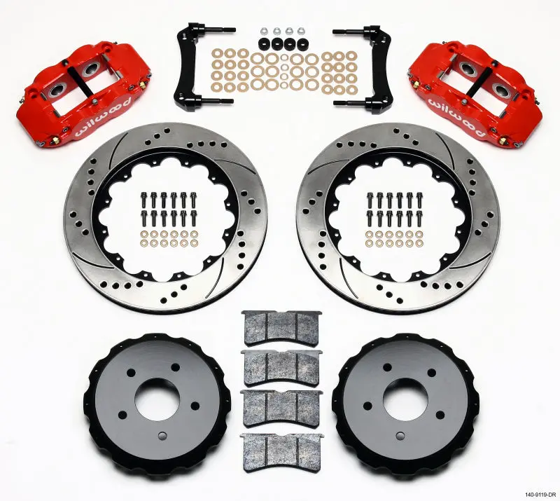 Wilwood Narrow Superlite 4R Rear Brake Kit - Red Drill 14.00In - Corvette C5/Z06 97-04, C6 05-13 1