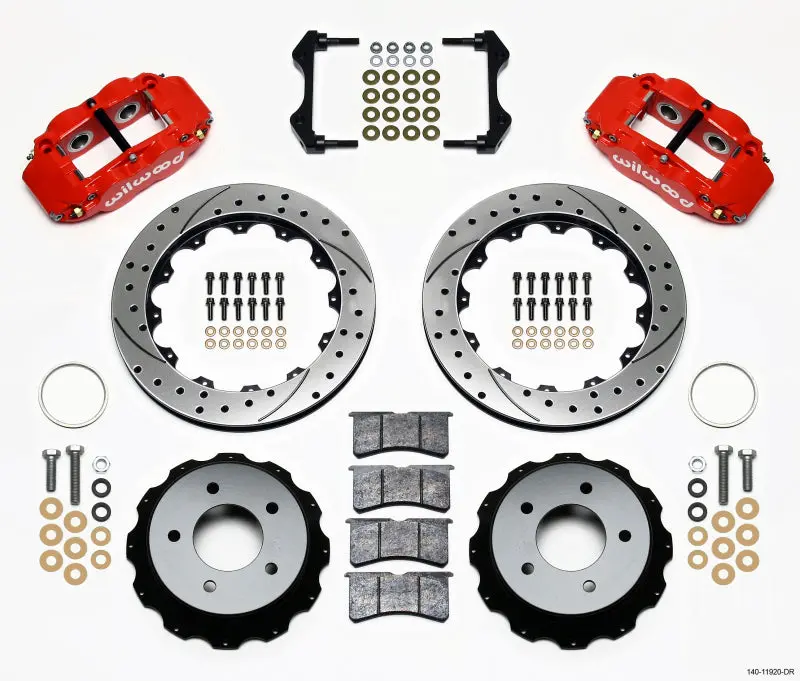 Wilwood Narrow Superlite 4R Rear Kit 12.88In Drilled Red 1984-1987 Corvette C4 1