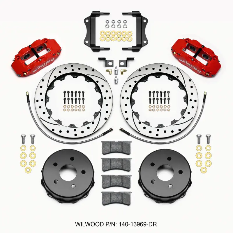 Wilwood Narrow Superlite 4R Rear Kit 12.88In Drilled Red 2007-2015 Jeep Wrangler Jk 1
