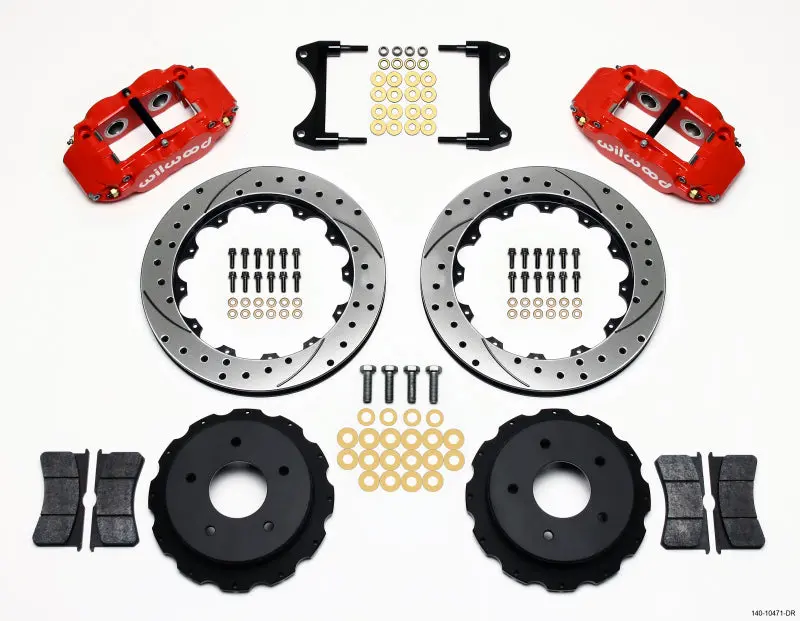 Wilwood Narrow Superlite 4R Rear Kit 12.88In Drilled Red For 65-82 Chevrolet Corvette C2/C3 1