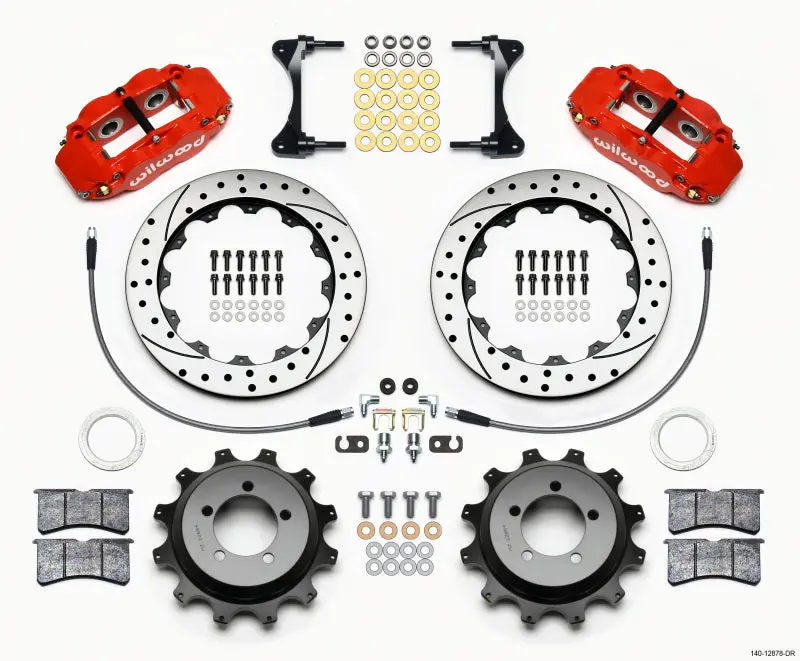Wilwood Narrow Superlite 4R Rear Kit 12.88In Drilled Red For 99-05 Wrx / 99-07 Impreza 1