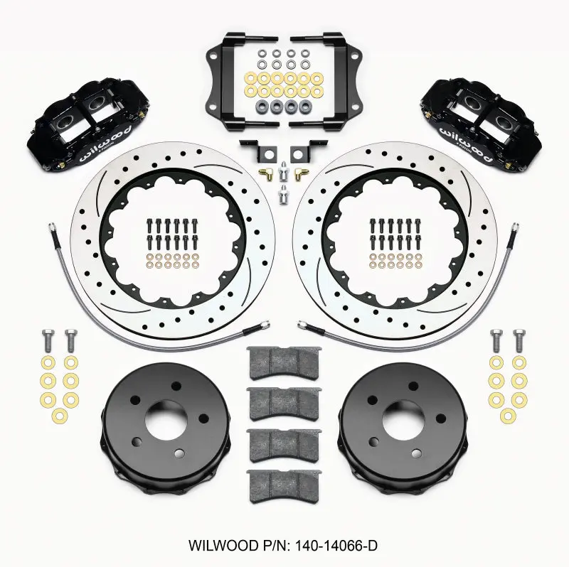 Wilwood Narrow Superlite 4R Rear Kit 14.00In Drilled 2007-2015 Jeep Wrangler Jk 1