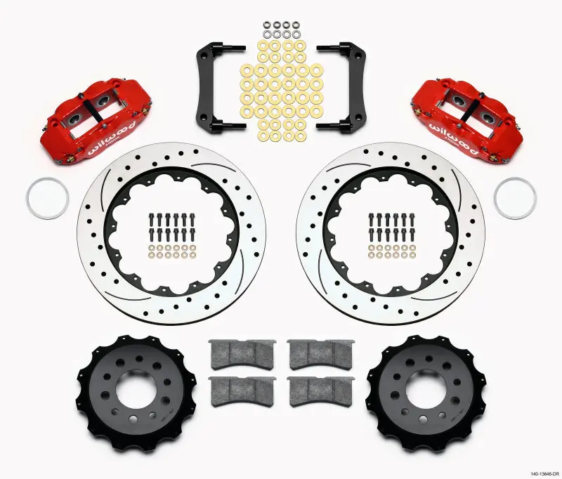 Wilwood Narrow Superlite 4R Rear Kit 14.00In Drilled Red For 2010-2015 Chevrolet Camaro Ls Lt Ss Z/28 Zl1 Multilink Irs 1