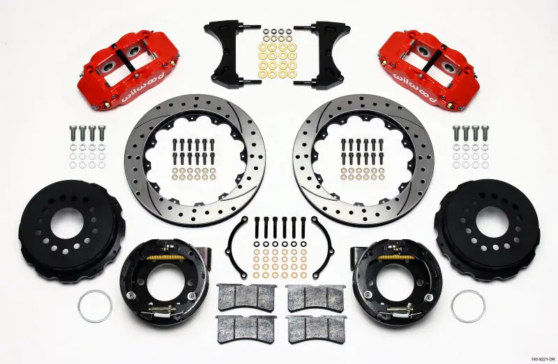 Wilwood Narrow Superlite 4R Rear P-Brk Kit 12.88In Drill Red For 2005-2014 Ford Mustang 1