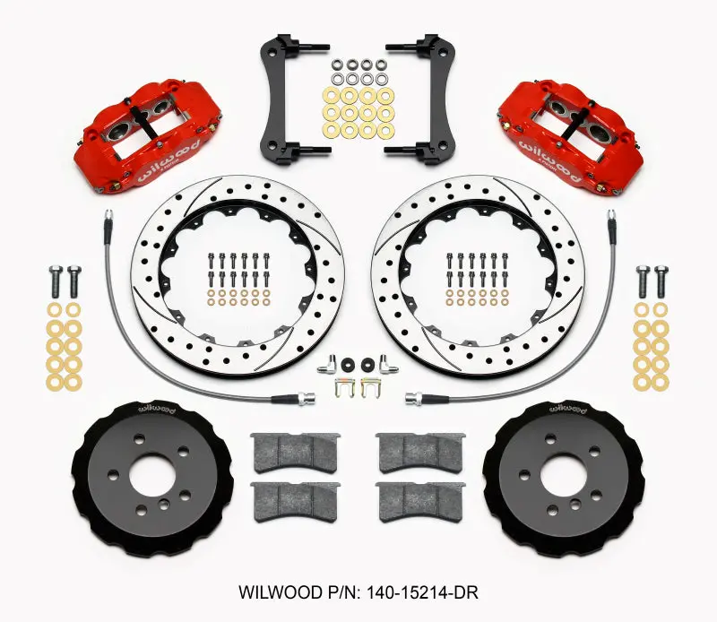 Wilwood Narrow Superlite 6R Front Hat Kit 12.88In Drill Red 2014-2015 Mini Cooper W/Lines 1
