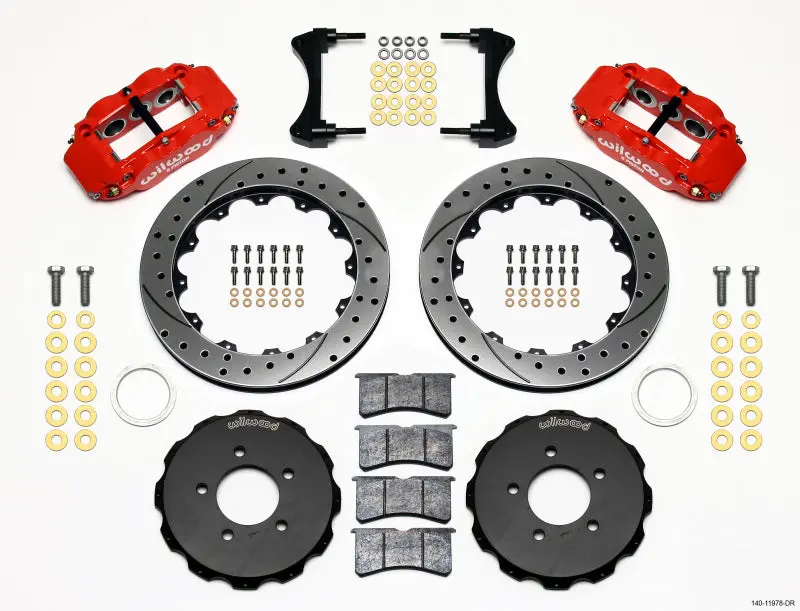 Wilwood Narrow Superlite 6R Front Hat Kit 12.88In Drill Red For 2006-2015 Honda Civic / Cr-Z 1