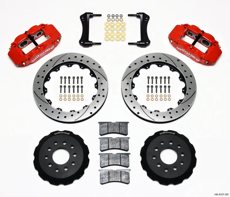 Wilwood Narrow Superlite 6R Front Hat Kit 12.88In Drill Red For 88-93 Chevrolet Corvette C4 1