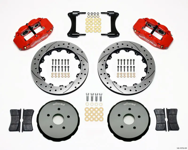 Wilwood Narrow Superlite 6R Front Hat Kit 12.88In Drilled Red For 2008 Toyota Matrix 1