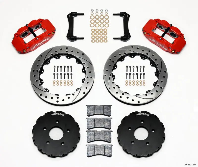 Wilwood Narrow Superlite 6R Front Hat Kit 13.06In Drill Red 2005-2013 Corvette C6 1
