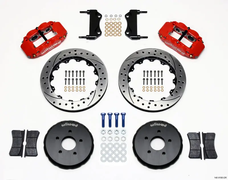 Wilwood Narrow Superlite 6R Front Hat Kit 13.06In Drill Red Nissan 350Z/G35 2003-2009 1