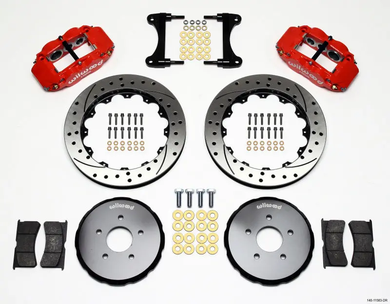 Wilwood Narrow Superlite 6R Front Hat Kit 13.06In Drill Red Nissan 370Z/G37 (2007-2012) 1